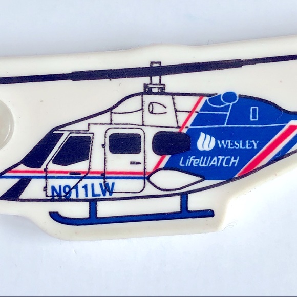 3/$15 VINTAGE Helicopter Keychain WESLEY LIFE WATCH White Unisex 4” - Picture 3 of 12